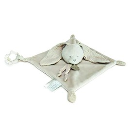 Baby Nat BN0618 Rabbit Flat Dummy Chain Mocha Collection Beige Soft Material & Nappies Cotton Baby Gift for Girls or Boys