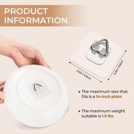 40 Pack Invisible Vertical Plate Holders, 2.2 Inch Adhesive Plastic Plate Hanger for The Wall, Wall Plate Hanger Display Holder Hanging Hooks for Decorative Plates and Wall Art