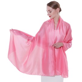 Stole Women's Festive Shoulder Scarf Evening Dress Women Scarf Shawl Chiffon Stole Thin Pashmina Summer, Pink 9
