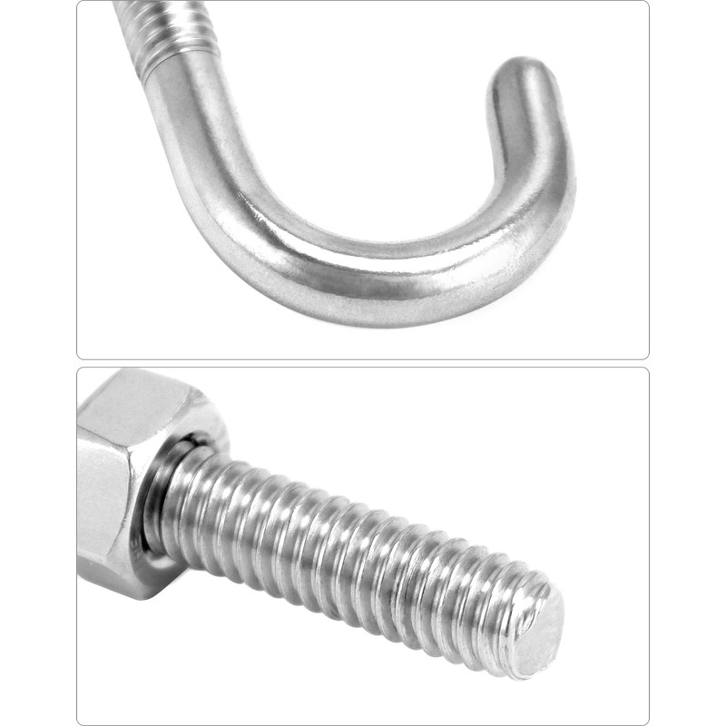 QWORK Steel J-Bolt with Nut, 5/16" x 3" Anchor Bolts,