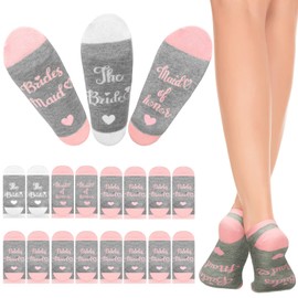8 Pairs Bridal Sock Gift Bride Bridesmaid Maid of Honor Matron of Honor Gifts Bridesmaid Gifts for Women Wedding Gifts Proposal Set Bachelorette Decorations Bride Socks