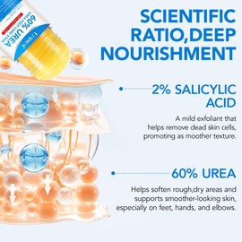 Uruses Urea Cream 60% plus Salicylic Acid 2% Urea Foot Care Stick, Foot Cream for Foot Callus Remover, Feet Moisturizer Stick for Dry Cracked Heels, Hands, Knees, Hydrating Heel Balm, Easy To Use