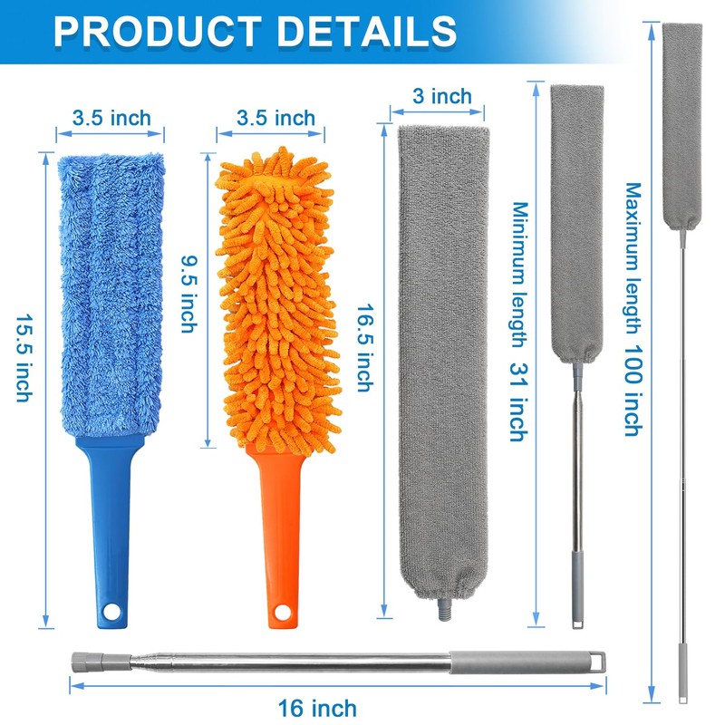 3 Pcs Professional Gap Cleaning Duster Sets, 1 Pcs 100