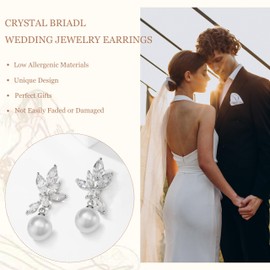 Bridal Wedding Earrings for Brides Pearl Bridal Earrings Clust Rhinestone Earrings Wedding Jewelry Gifts Cubic Zirconia Wedding Earrings Wedding Guest Dresses for Women