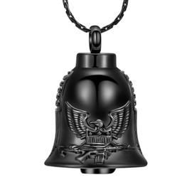 constantlife Cremation Jewelry for Ashes Eagle Bell Pendant Urn Necklace for Women Men Stainless Steel Ash Holder Keepsake Human Pet Memorial Gift (Black)