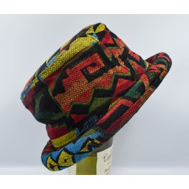 Generic Unisex-Adult Boho and Hippie Multicolor Cotton Bucket Hat, Flower Roll Brim, Stores Flat, Washable, Stretchable, Size M to X-Large