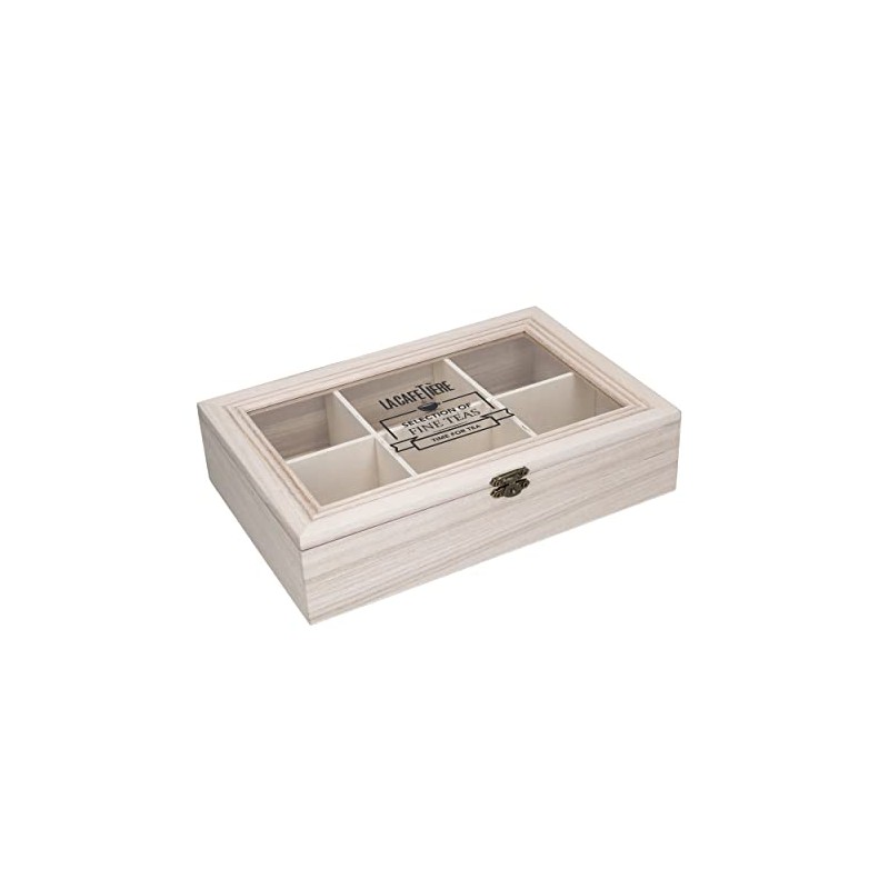 La Cafetiere Wooden Tea Box with 6 Compartments
