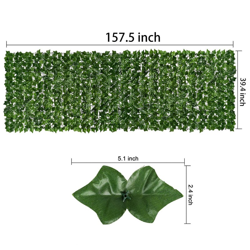 DearHouse Artificial Ivy Privacy Fence, 157.5x39in Artificial Hedges Fence and