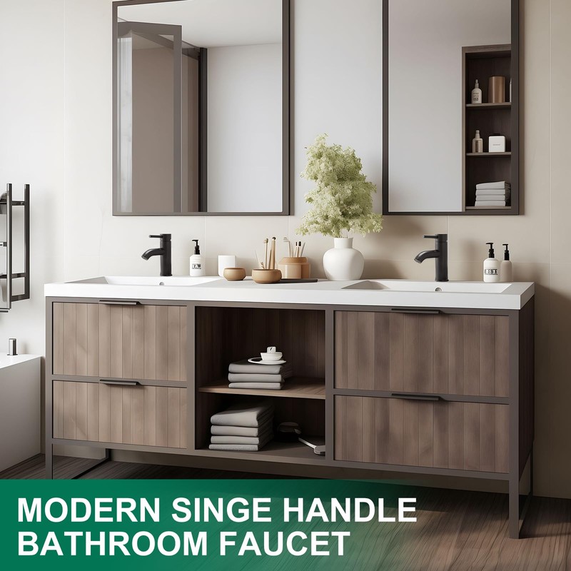 VOTON Black Bathroom Faucet Single Handle Matte Black Bathroom Sink