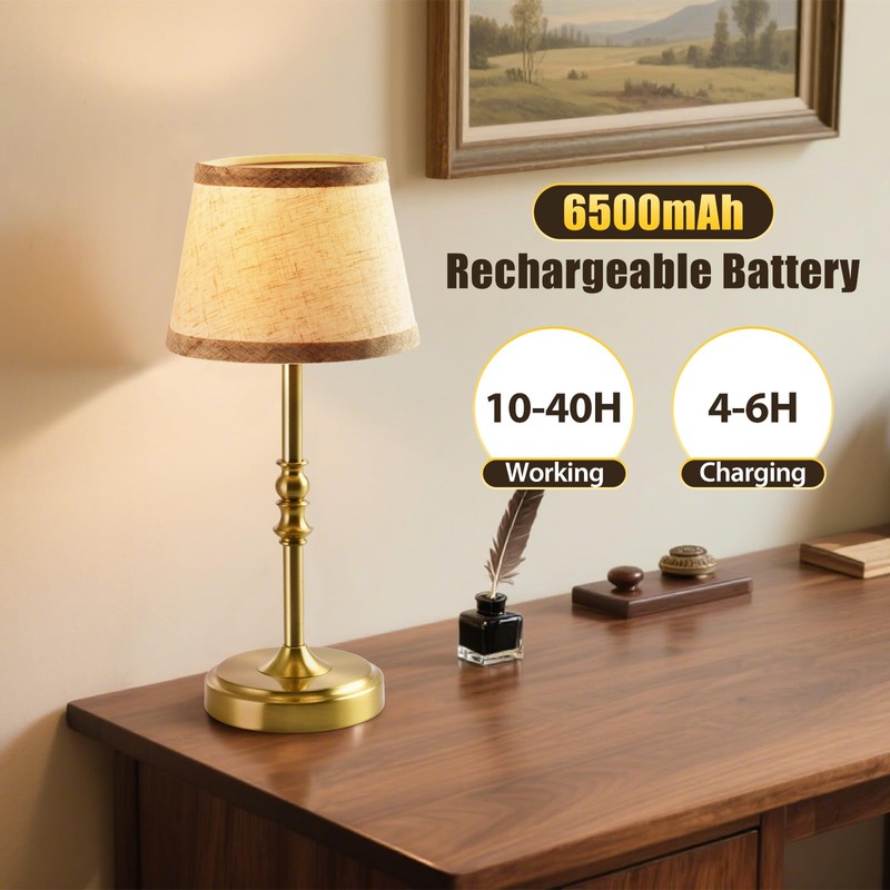 NOVCAND Cordless Table Lamp with Dimmer, Built-in Rechargeable Battery Powered