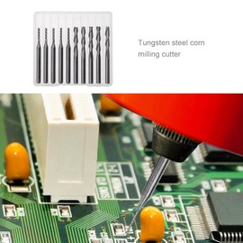 EMSea 5pcs Carbide End Milling Cutter & 5pcs 3.175mm Flat Nose Flute Upcut Spiral Router Bit Tungsten Steel Tool Set for PCB CNC Nylon ABS