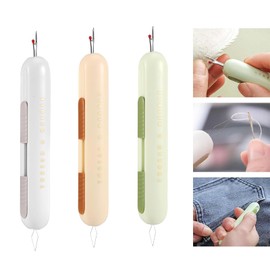 DZCYAOHL 3 Pcs 2 in 1 Needle Threader Seam Ripper - Multifunctional Portable Unpicker Sewing Tool, for Sewing Crafting Knitting Thread Removing Supplies (3 Colors).