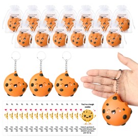 Hollowfly 10 Set Motivational Squishy Keychain Emotional Support Stress Relief Keychain with Positive Cards Bags Back to School Gifts Inspirational Gift for Students Dietitian (Cookie)