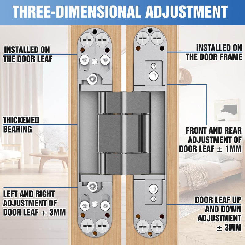 Eegoowa 6" Hidden Door Hinge,Invisible Door,Hidden Door Hinges for Secret