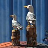 SEWACC 2Pcs Wooden Seagull Figurine 2 Size Mediterranean Style Seabird