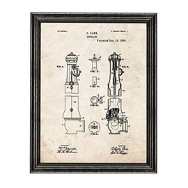 Fire Hydrant Patent Art Old Look Print in a Black Wood Frame (8" x 10") M11072