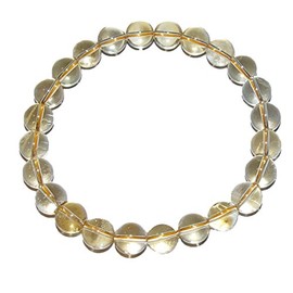 Genuine Citrine Natural Bracelet 8 mm Diameter Gemstone Bracelet a Real Eye-catching Elastic Band (4981), Citrine