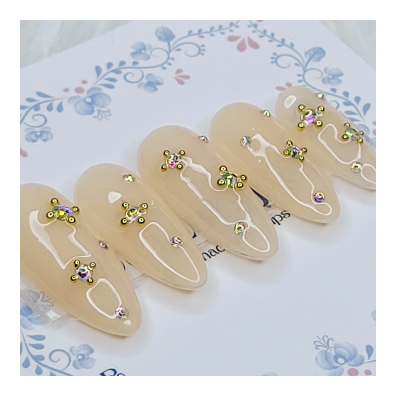Ether Beige Handmade Nail Tips - Square S / 에테르