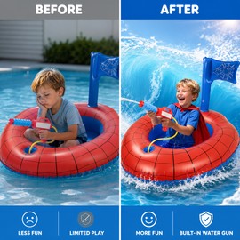 Kids’ Pool Float with Water Gun – Inflatable Ride-On Water Toy for Ages 3–8, Beaches & Summer Pool Games