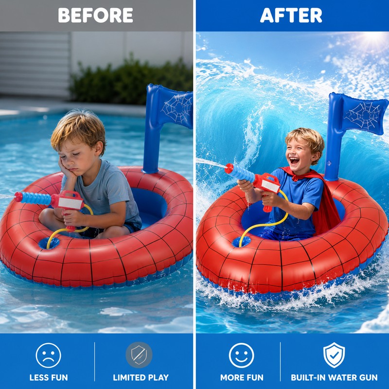 Kids’ Pool Float with Water Gun – Inflatable Ride-On Water