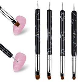 4Pcs French Manicure Brush Set in Four Sizes, Ergonomic Art Supplies Personalization Nail Design Tools, Suitable for Professional Nail Technicians & Novices