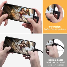 UseBean Right Angle USB C Extension Cable 6FT, 90 Degree USB-C 3.1 BLACK