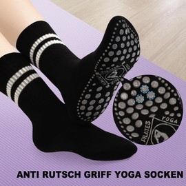 DECOVICI Yoga Stopper Socks Women's ABS Non-Slip Pilates Socks Grip Non-Slip Socks with Nubs, Sports Grip Socks for Fitness, Home, Workout 2/4 Pairs, 4 x black
