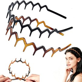 Diademas Zigzag 2 Piezas, Onduladas Antideslizantes Unisex | PC flexible y ligero, con agarre zigzag para sujetar el cabello sin apretar demasiado