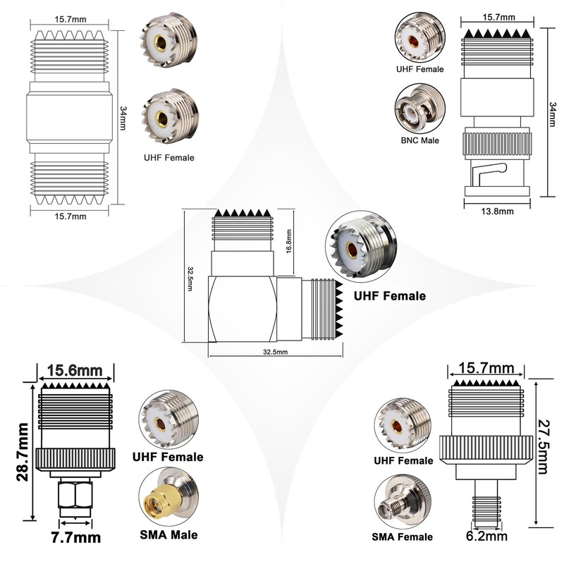 YILIANDUO CB Wireless Cable UHF Plug PL-259 to UHF Plug