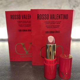 Valentino 2x Rosso Valentino Lipstick 100r Roman Grace satin nude pink MINI .03oz / 1g