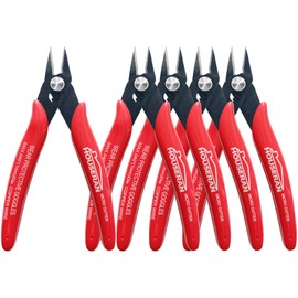 HOUSERAN 170 Wire Cutters, Small Wire Cutters, 5 PACK, 5 Inch Micro Flush Cutter, Spring Loaded Cutting Pliers, Side Cutters, Diagoanl Cutters for Jewelry Making, Models, Zip Ties Plastic Wire Snips