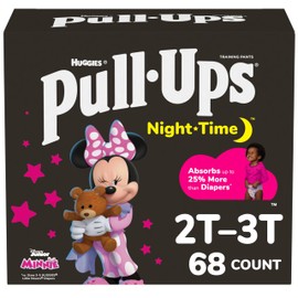 Pull-Ups Girls' Nighttime Potty Training Pants, Training Underwear, 2T-3T (16-34 lbs), 68 Ct, Packaging May Vary