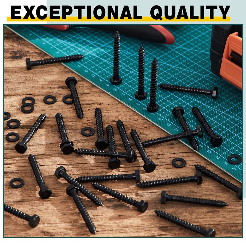 Otoolling 50 Sets 1/4" x 2" Hex Head Lag Screw