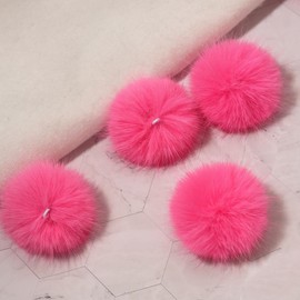 Furling Pompoms Faux Fur Pom Poms 3 inch Fluffy Pompom Ball with Elastic Cord for Knitting Crafts Hats Christmas Charm DIY Accessories,Pack of 12 Dark Pink