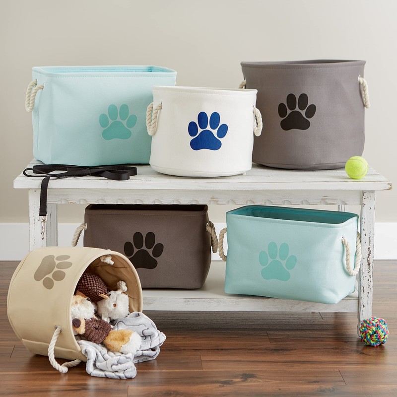 Bone Dry Paw Print Collapsible Polyester Pet Storage Bin, Rectangle