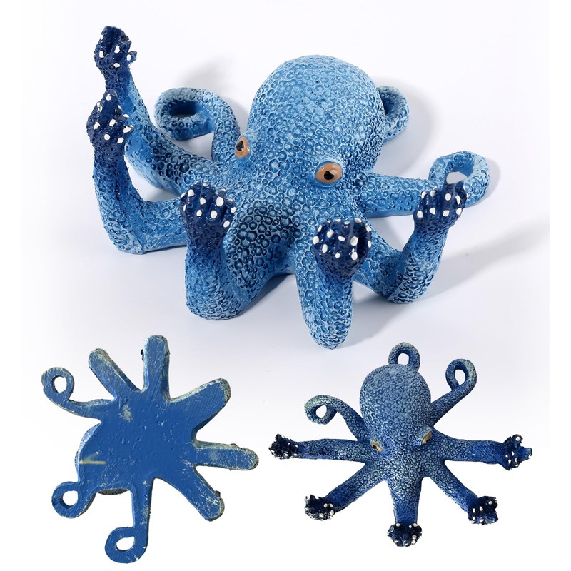 qumHmup Octopus Aquarium Ornaments Decoration, Blue Artificial Sea Life, Glowing