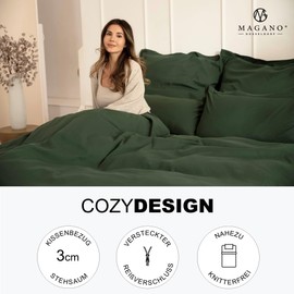 Magano® Premium Pillowcase 80 x 80 cm, Green, Soft and Non-Iron, Hypoallergenic and Breathable, 3 cm Raised Seam, Pillowcase 80 x 80 cm, Dark Green
