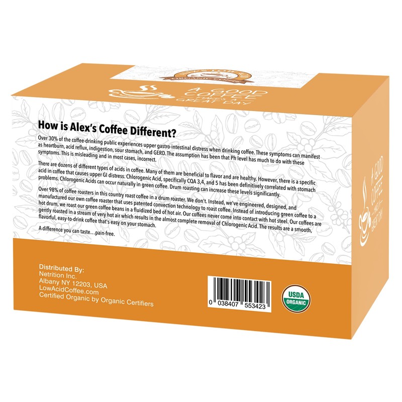Alex's Low Acid Organic Coffee K-Cups (12 Servings) - French