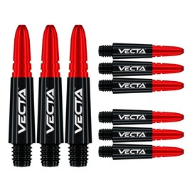 WINMAU Dart Shaft - Vecta Polycarbonate Dart Stems - 1 Set per pack (3 darts Shafts in total) - Professional Darts Accessories - Black and Red Short Shafts