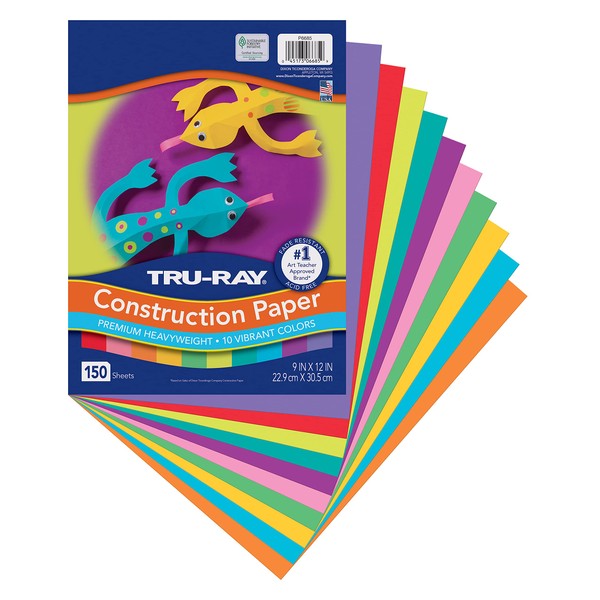 Tru-Ray Construction Paper, 10 Vibrant Colors, 9" x 12", 150 Sheets