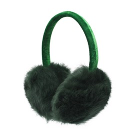 ZLYC Womens Girls Genuine Rabbit Fur Earmuffs Adjustable Ear Warmers (Green)