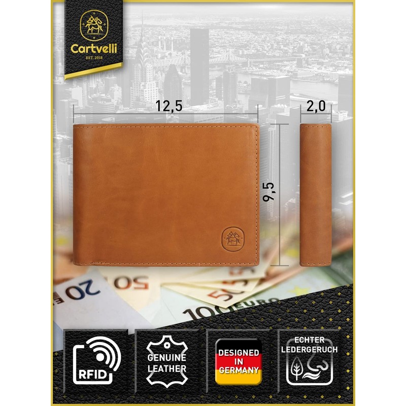Cartvelli Men's Leather Wallet, cognac brown, Stylish