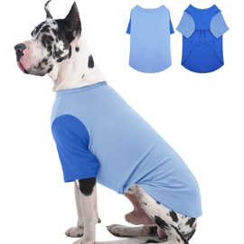 IKIPUKO 2 Pack Shirts for Large Dogs 4XL - Lightweight Breathable Dog Clothes, Prevent Overheating Summer Cool Tees for Doberman, Alaskan Malamute, Travel, Hiking, Beach, Lounge Wear, Sleeping, Blue