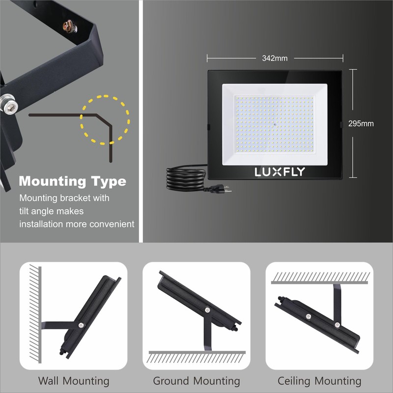 LUXFLY 2 Pack LED Flood Lights Outdoor,200W 20000LM Super Bright