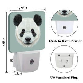 FSHVQKD Panda Cute Face Night Light,Plug Into Wall Decor for Stairway,Hallway,Kitchen,Dusk to Dawn Sensor Nightlights for Boys/Girls/Women/Men Room Gifts