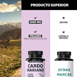 Beyond Vitamins | Cardo Mariano (extracto de Silimarina 100% natural y vegano | Milk Thystle | Fórmula Premium potenciada con Raíz de Cúrcuma | 60 cáp