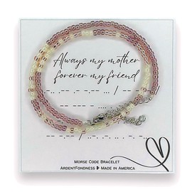Always My Mother Forever My Friend Beaded Morse Code Bracelet, Double Wrap Bracelet with Secret Message, Unique Jewelry for Women, I Love You Gift for Her, Mom Daughter Mother Adjustable USA Made