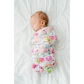 ADDISON BELLE – Swaddle Blanket – Bamboo Soft Baby Blanket for Baby Girl – Stretchy Newborn Baby Wrap – Nursery Receiving Blanket – Baby Girl – 47” x 47” (Watercolor Floral)