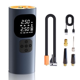 Tire Inflator Portable Air Compressor,Deshine Car Air Compressor with Digital Pressure Gauge,LED Light, 12V DC,150PSI Cordless One Click Smart Tire Air Compressor for Car, Motorcycle, Bicycle, Ball
