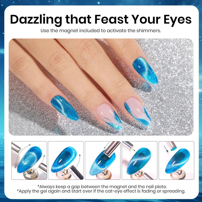 Beetles Blue Cat Eye Gel Polish, 15ML Blue Cat Eye